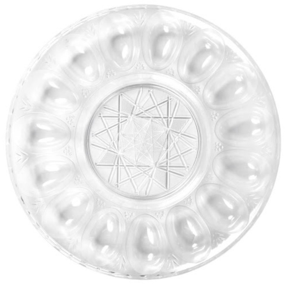 Deviled Egg Platter 2 Pack Hardboiled Egg Crystal Cut Clear Egg Trays - Set of 2 - Picture 3 of 7